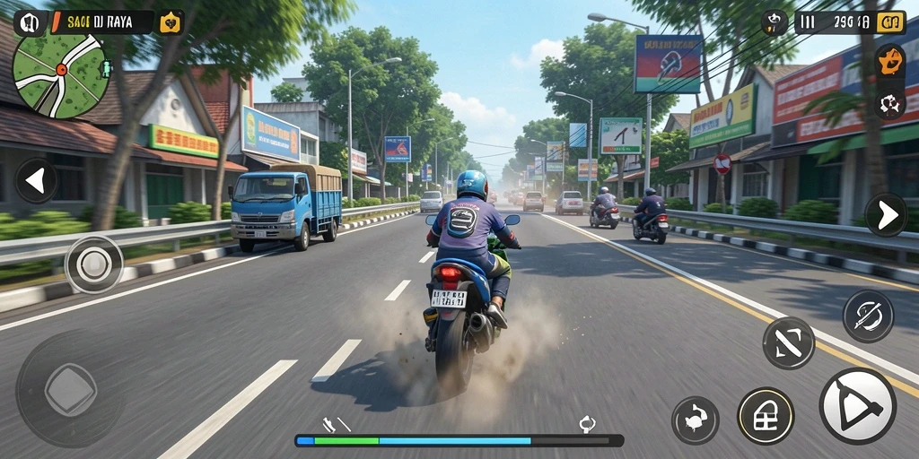 Tampilan menakjubkan dari balapan motor yang mendebarkan.