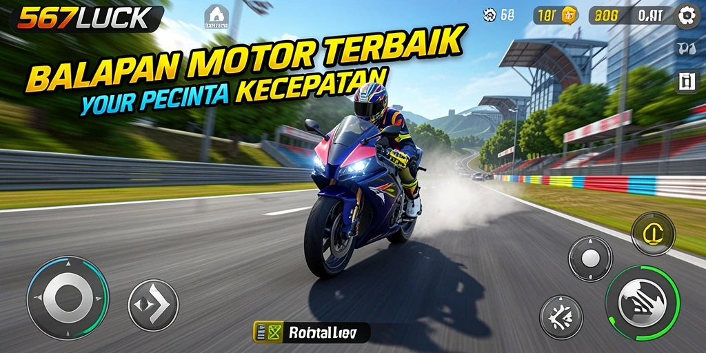 Tampilan gameplay mendebarkan di lintasan balap motor.