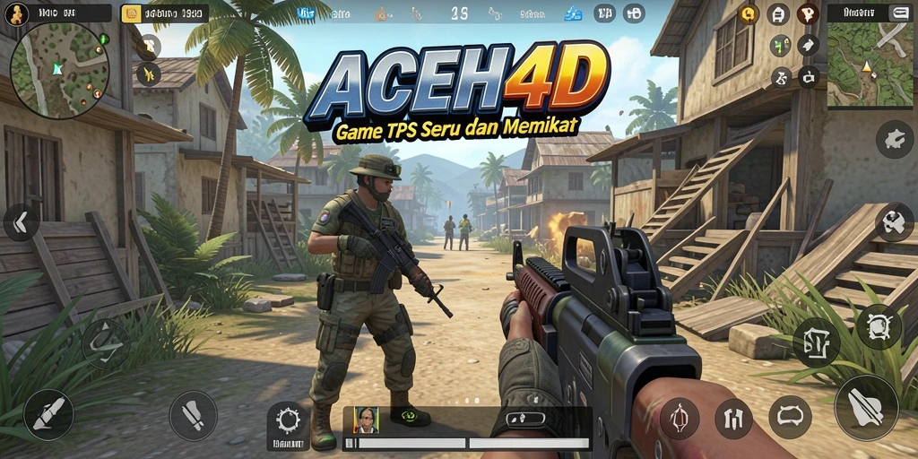 Screenshot gameplay ACEH4D yang menunjukkan aksi menegangkan dalam pertempuran TPS.