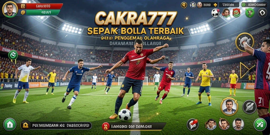 Tampilan gameplay CAKRA777 yang mendebarkan dan penuh aksi sepak bola.