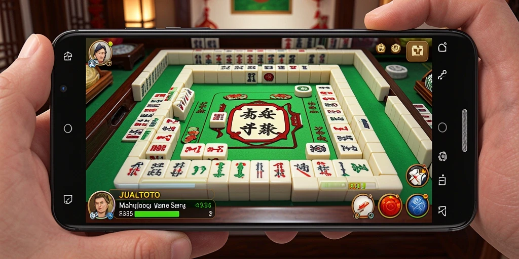 Screenshot gameplay JUALTOTO menampilkan aksi seru menyusun ubin Mahjong.