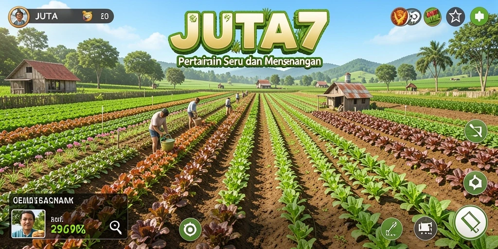Gameplay JUTA7 menunjukkan aktivitas pertanian yang seru dan interaktif.