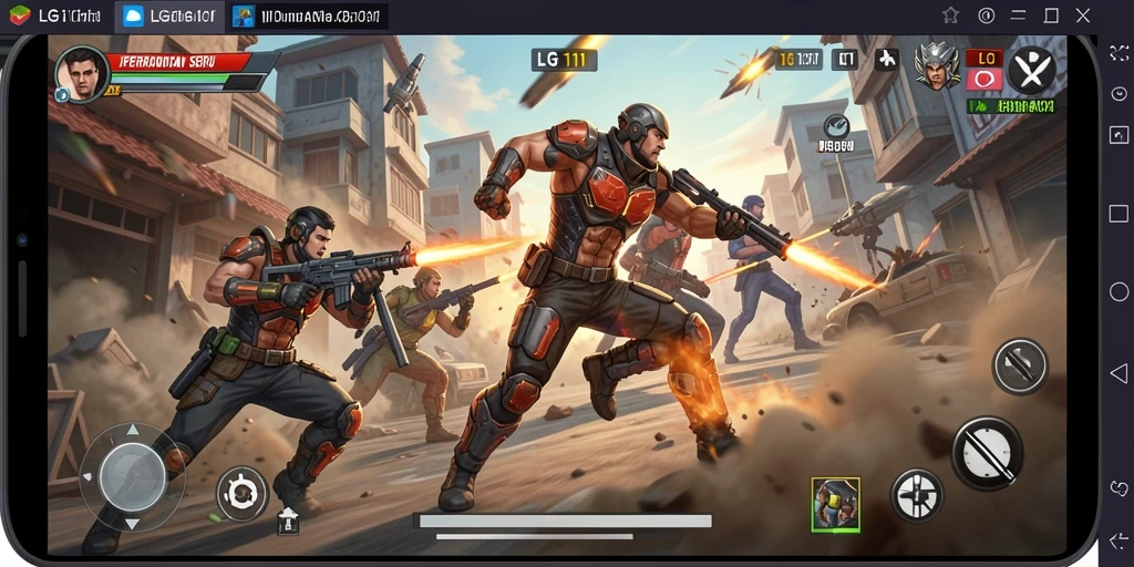 Tangkapan layar gameplay LG111 menampilkan pertempuran aksi yang mendebarkan.