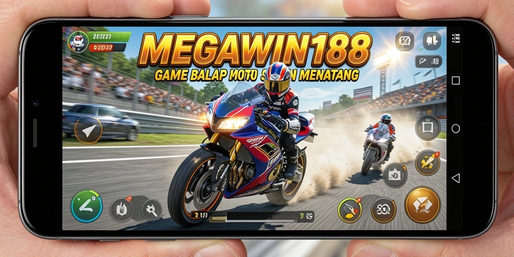 Screenshot dari gameplay balap motor yang seru di MEGAWIN188.