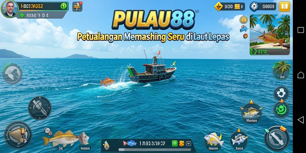 Screenshot gameplay menunjukkan momen seru saat memancing.