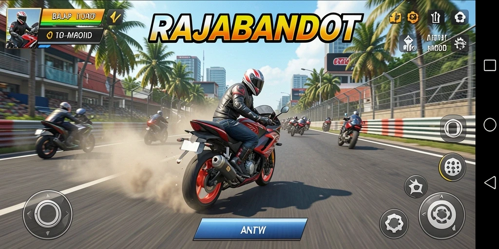 Tampilan gameplay menarik di balapan motor RAJABANDOT.