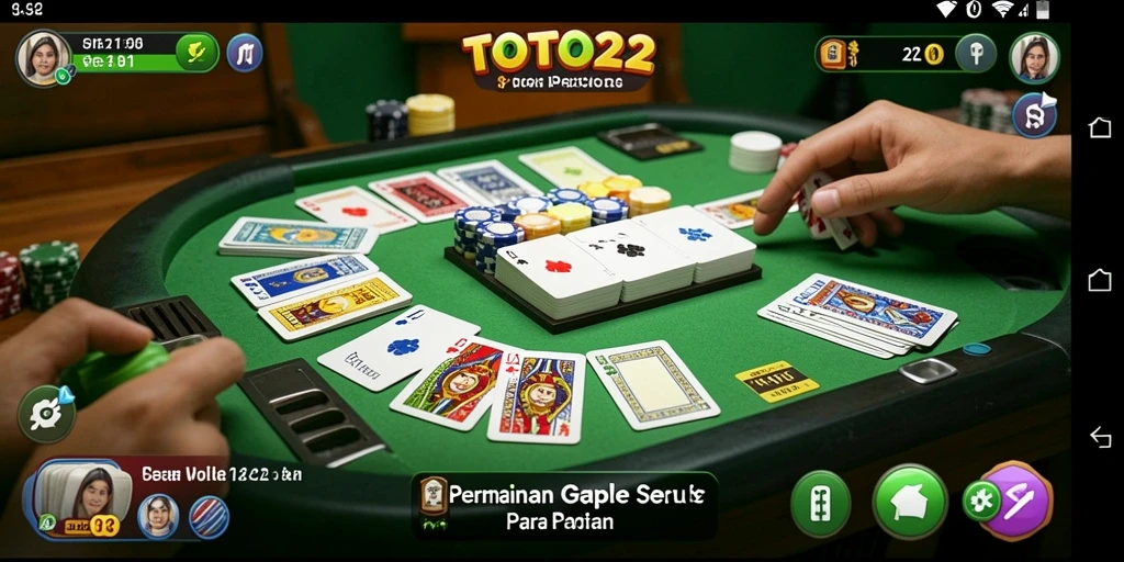 Screenshot gameplay TOTO22 menampilkan suasana seru permainan Gaple.